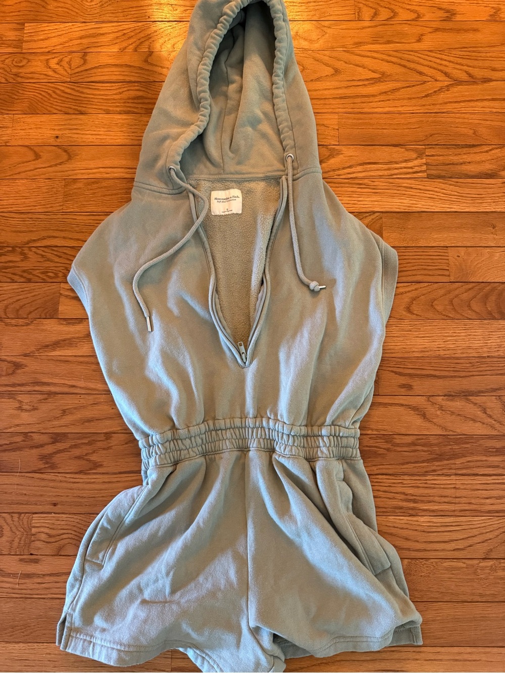 Abercrombie & Fitch Sage Green Hooded One-Piece Romper